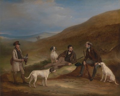 Edward Horner Reynard et son frère George chassant le tétras à Middlesmoor, Yorkshire, avec leur g... - John E. Ferneley